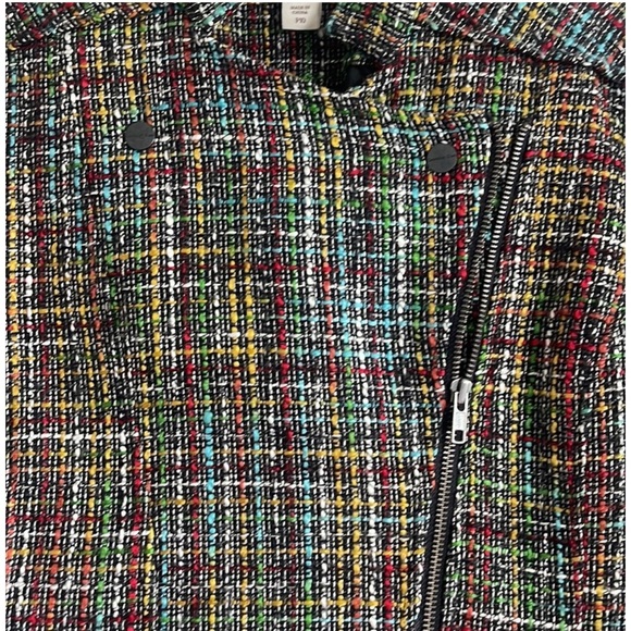 Coldwater Creek Shaped Petites Rainbow Tweed Moto Blazer Jacket - Picture 6 of 8